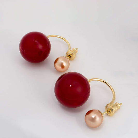 2024 explosive temperament earrings retro red pearl a pair of earrings temperament fashion matching personality unique autumn and winter earrings female